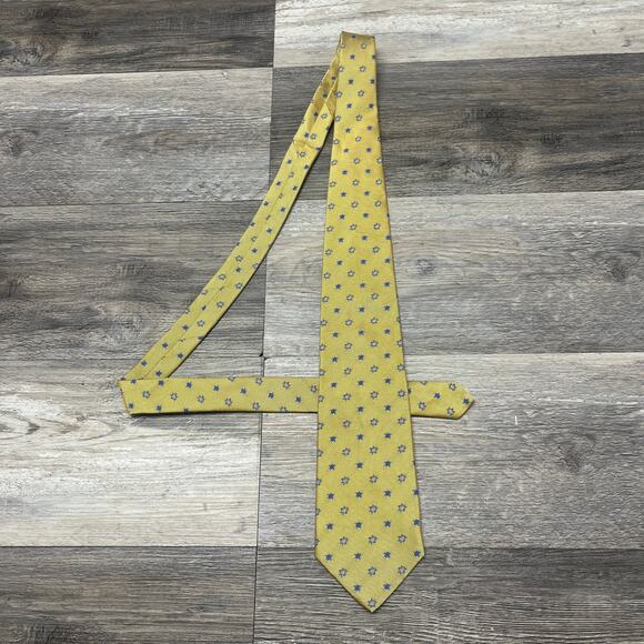 NWT Vintage Brooks Brothers Stars Yellow Mens 58in Woven Pure Silk USA Made Tie - Picture 2 of 7